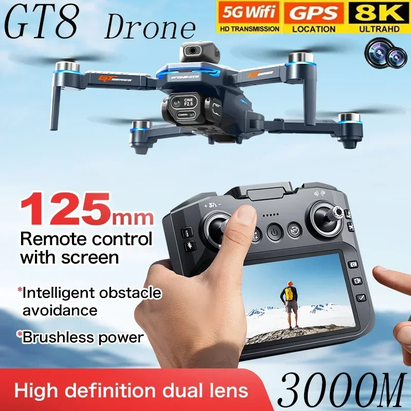 Drone Camera Professional - Dron GT8 z funkcją omijania przeszkód,